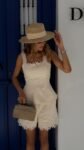 Conjunto Feminino Shorts Cintura Alta Blusa Peplum Nude