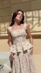 Conjunto Feminino Estampado Blusa Peplum Saia Midi – PRÉ VENDA