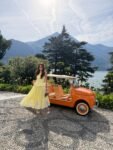Vestido Midi Peplum com Arramação Nas Costa Saia Ampla Amarelo