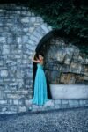 Vestido Longo Plissado Azul Tiffany