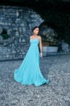 Vestido Longo Plissado Azul Tiffany