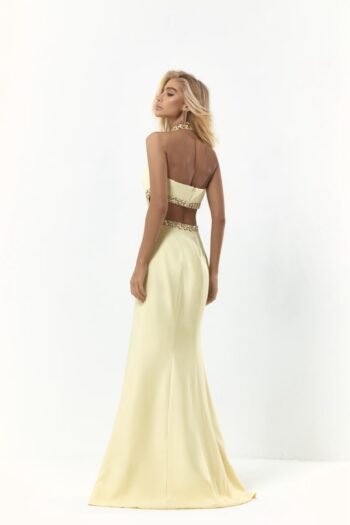 Vestido Longo Alfaiataria Bordado Amarelo - Foto 2