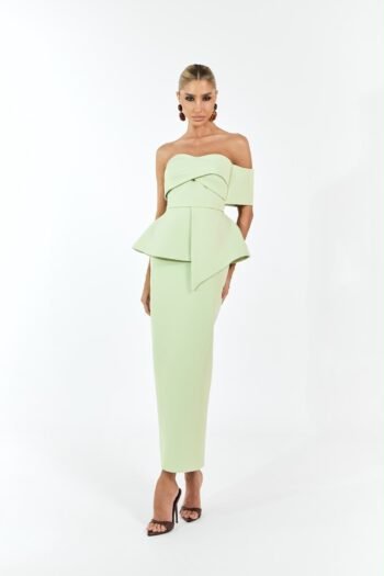 Vestido Midi Extruturado Verde Agua