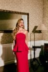 Conjunto Feminino Blusa Peplum Sem Alça Vermelho