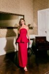 Conjunto Feminino Blusa Peplum Sem Alça Vermelho