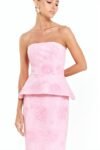 Vestido Midi Tomara que Caia Bordado Rosa