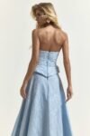 Conjunto Blusa Peplum Saia Midi Azul