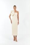 Vestido Midi Laço Escultural Com Broche