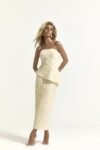 Vestido Midi Macrame de Flor 3D Amarelo Manteiga
