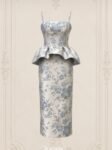 Vestido Midi Jacquard Peplum
