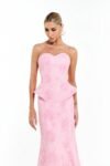 Vestido Longo Tomara que Caia Bordado Rosa