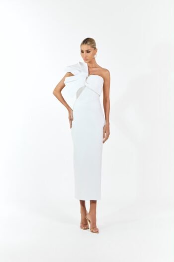 Vestido Midi Laço Escultural Com Broche Off