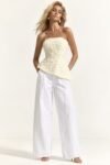 Corset Macramê Flor Amarelo Manteiga