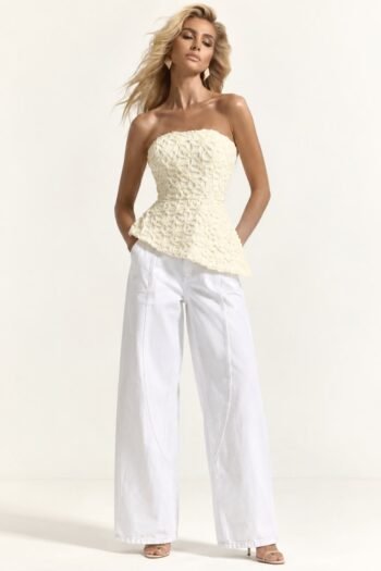 Corset Macramê Flor Amarelo Manteiga