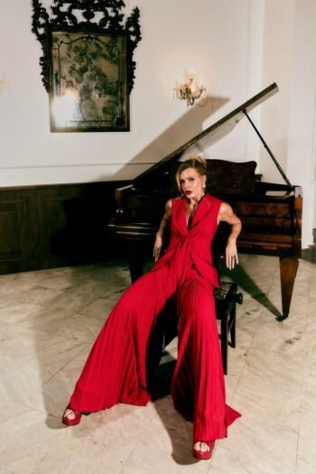 Conjunto Feminino Blusa e Calça Plissada Vermelho - Foto 2