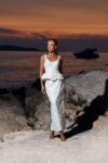 Conjunto Jacquard Blusa Peplum Saia Midi Off