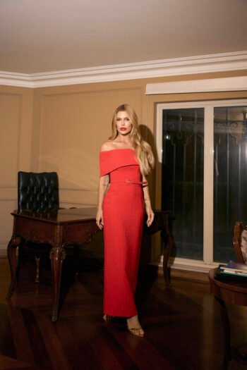 Vestido Midi Peplum Nula Ombro a Ombro vermelho (cópia)