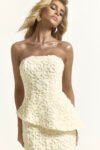 Vestido Midi Macrame de Flor 3D Amarelo Manteiga