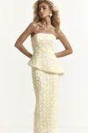 Vestido Midi Macrame de Flor 3D Amarelo Manteiga