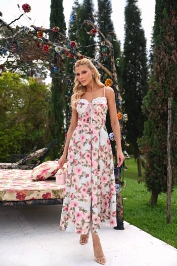 Vestido Midi Com Estampa floral Verde - Foto 2