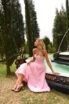 Vestido Midi Rosa Flores 3D