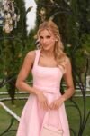 Vestido Midi Jacquard Rosa