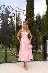 Vestido Midi Jacquard Rosa