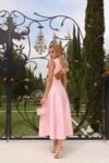 Vestido Midi Jacquard Rosa