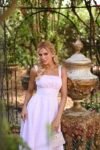 Vestido Daphne Midi Listrado Rosa com Bordados