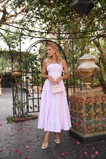 Vestido Daphne Midi Listrado Rosa com Bordados (cópia) - Foto 2