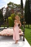 Vestido Angelica Midi Rosa Candy em Crepe