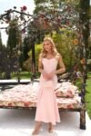 Vestido Angelica Midi Rosa Candy em Crepe