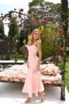 Vestido Angelica Midi Rosa Candy em Crepe