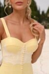 Vestido Begonia Midi Amarelo Manteiga m Linho Misto