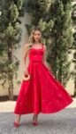 Vestido Acácia Midi Vermelho em Zibeline