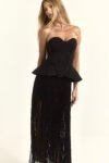 Conjunto Blusa Peplum E Saia Midi com Franjas
