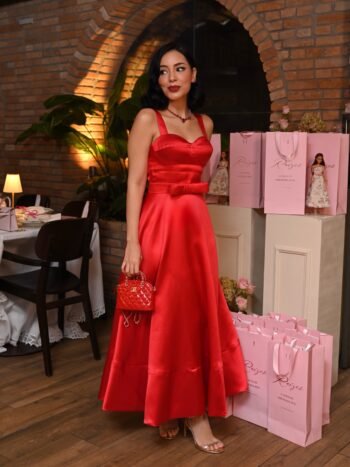 Vestido Acácia Midi Vermelho em Zibeline