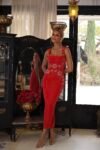 Vestido Eve Midi Vermelho em Crepe Premium com Pedrarias