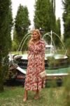 Conjunto Holly Midi Floral em Crepe Alfaiataria Premium Bege