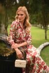 Conjunto Holly Midi Floral em Crepe Alfaiataria Premium Bege