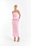 Vestido Midi Tomara que Caia Bordado Rosa
