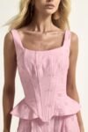 Conjunto Laise Com Corset E Calça Rosa