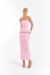 Vestido Midi Tomara que Caia Bordado Rosa